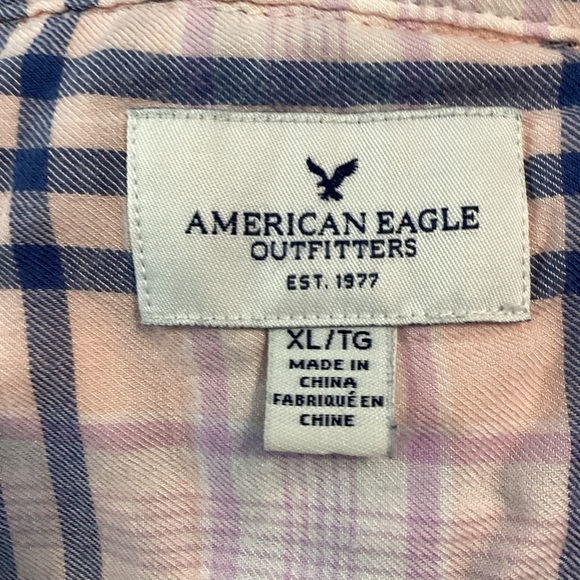 American Eagle Outfitters Button Front Crop Top Size XL Pink Plaid - Picture 6 of 7